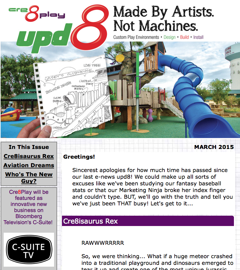 Cre8Play upd8 electronic news e-news